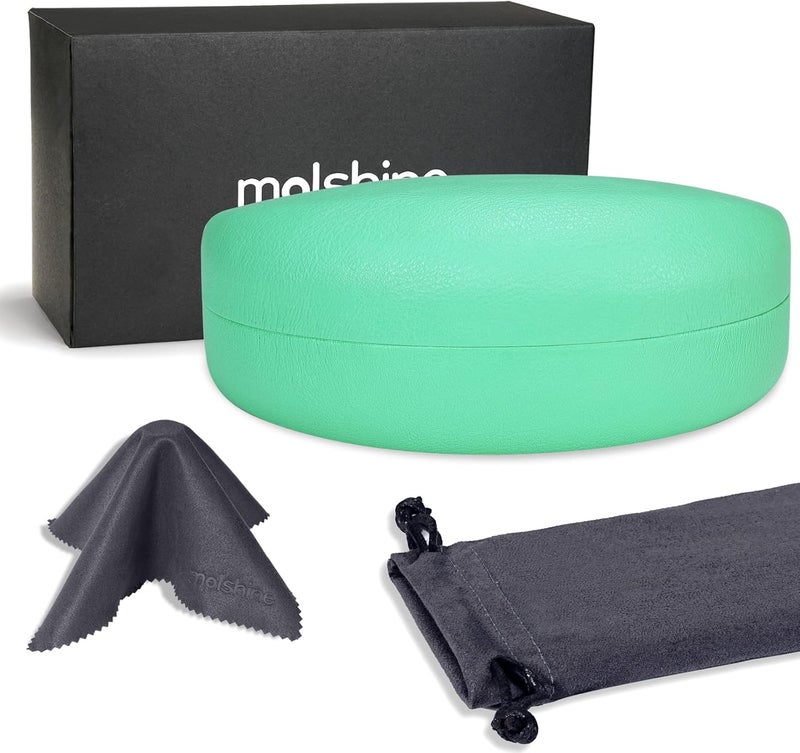 molshine Hard Shell Sunglasses Case,Classic Large Glasses Case for Sunglass,Eyeglasses with Cleaning Cloth,Pouch - Image 2